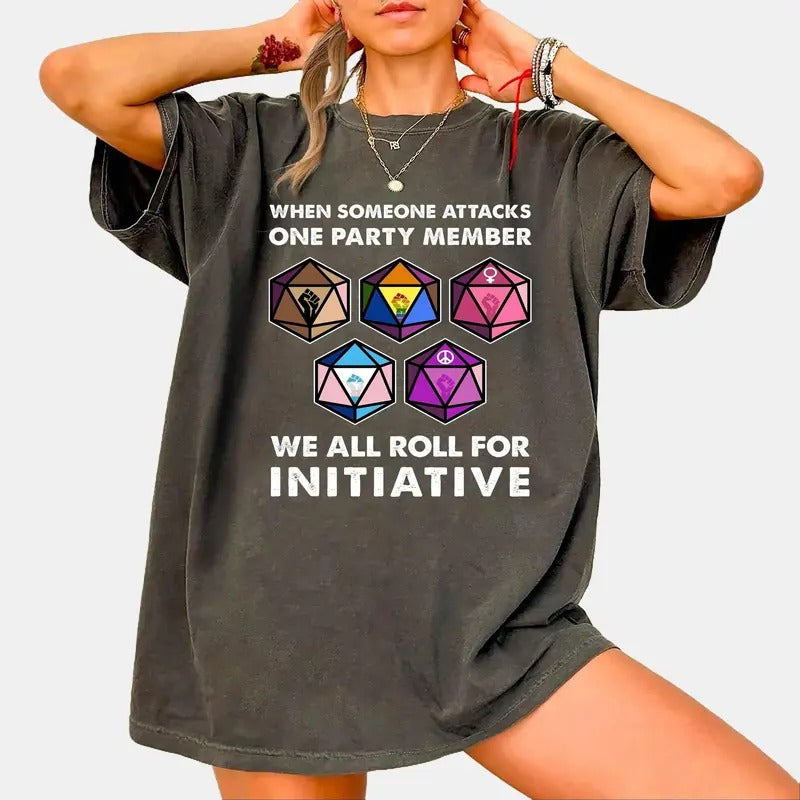 We All Roll For Initiative Shirt, Dunge0ns and Drag0ns Shirt, Meme Tee, Vintage Style Sweatshirt, Game Master Hoodie,...