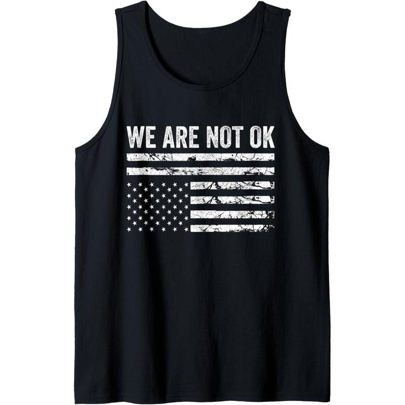 We Are Not Ok Upside Down Flag Tank Top made in USA T-Shirts, Hoodie, Sweatshirt | GrindPrints.com