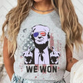 We Won Trump Shirt, 2024 Election Shirt, Trump Vance 45-47 MAGA, US Flag T-Shirt, Support Outlaw Hillbilly Crewneck...