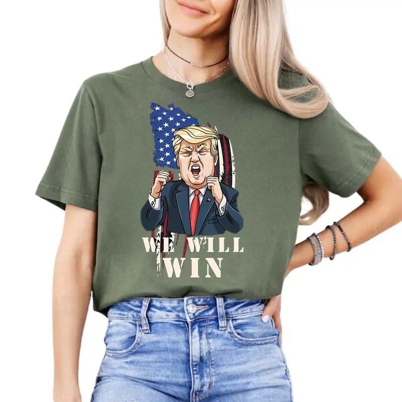 We will win - Donald Trump Shirt, Trump Win T-Shirt, Sweatshirt 2024. Fan Trump Style Hoodie | GrindPrints.com