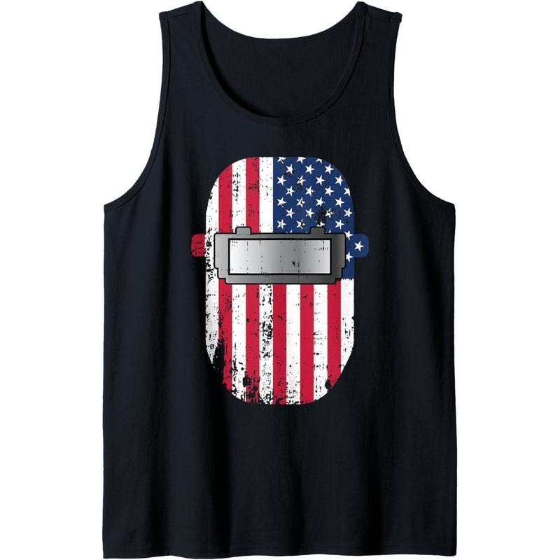 Welder Mask USA Flag Patriotic Welding Helmet Welder Gift Tank Top T-Shirts, Hoodie, Sweatshirt | GrindPrints.com