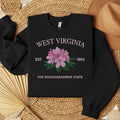 West Virgina Rhododendron Embroidered State Flower Sweatshirt, Hometown Embroidered Shirt, Favorite Flower Embroidered...