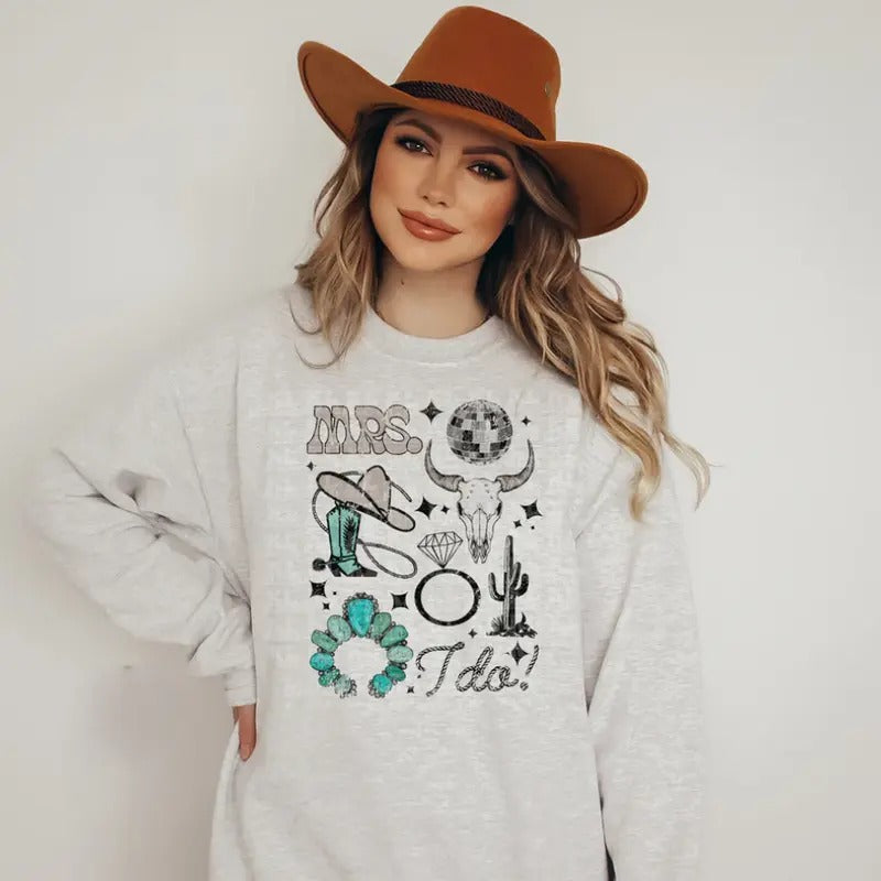 Western Bride Collage Sweatshirt, western clothing hoodies, western outfits women, western tops T-Shirts | GrindPrints.com