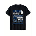 Western Cowboy Print Cotton Top - T-Shirts, Casual Short Sleeve Crew Neck Tee for Outdoor Enthusiasts, Men's Comfortable...