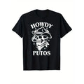 Western Cowboy Print Crew Neck Short Sleeve T-shirt