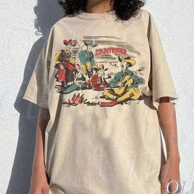 Western Cowboy Retro T-Shirt, Vintage 90s Country Shirt, Retro Farmer Tee, Rodeo Cowboy Shirt, Wild West Gift, Distressed...