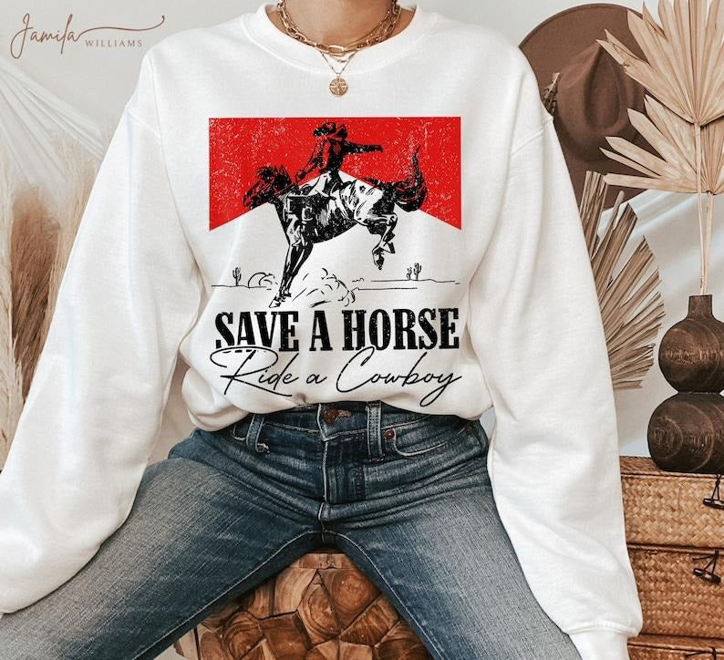 Western Cowboy Sweatshirt, Country Concert, Rodeo Western Horse Rider Sweater T-Shirts, Hoodie | GrindPrints.com