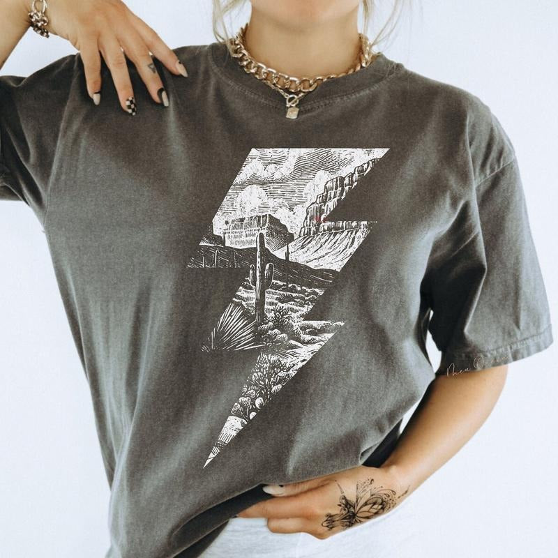 Western Cowgirl Shirt, Boho Desert Tee, Punchy, Grunge, Rodeo Country, Arizona, Full Sizes, Full Colors, Cotton Round...