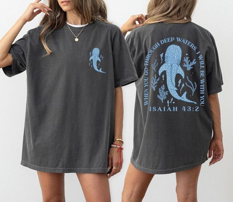 Whale Shark Tshirt, Beachy Shirt, Shark Shirts, Jesus T-shirt, Beachy Tee, Beachy Tee, Summer T-shirt, Christian Ocean...
