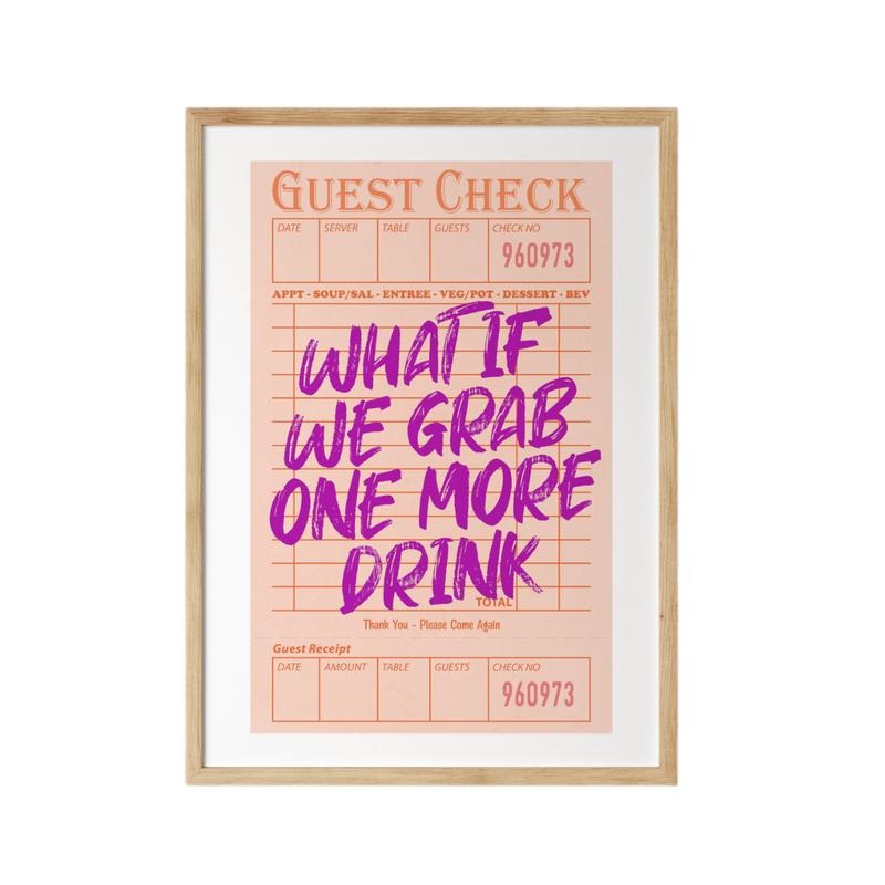 What If We Grab One More Drink Wall Decor, Purple Orange Wall Art, Funky Bar Cart Artwork, Poster Prints No Frame, Home...