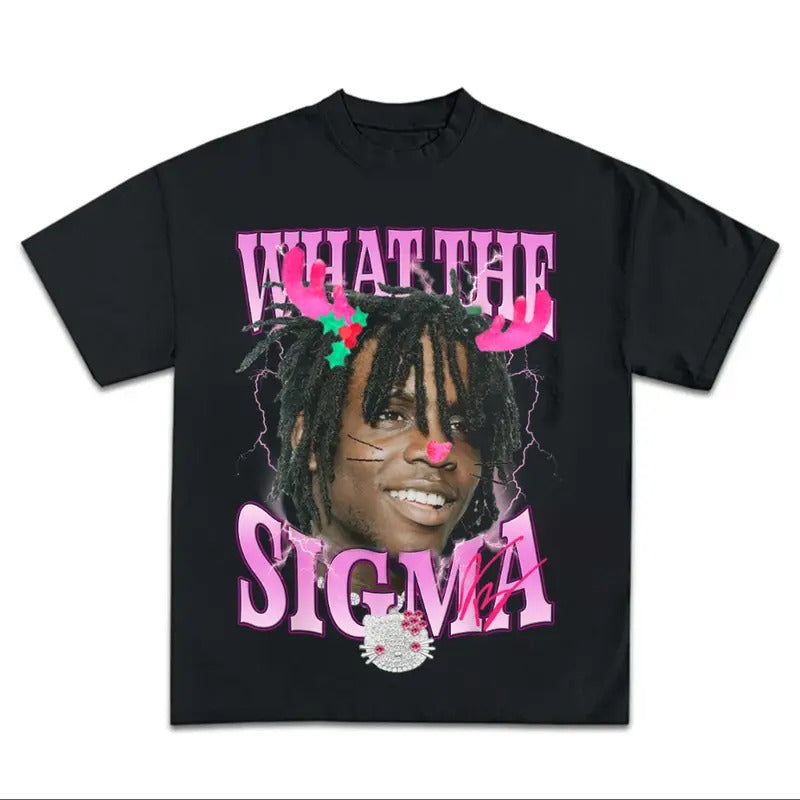 What The Sigma Chief Reindeer Keef Kitty Christmas Pink Graphic Rap Tee Shirt Streetwear Menswear Top Hoodie, Sweatshirt