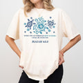 When You Go Through Deep Waters Bible Verse Comfort Colors Shirt, Faith Summer T-shirt, Floral Shells Trio Turtle Graphic...