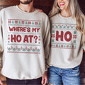 Where's My Ho At Matching Ugly Christmas Sweater, Funny Couples Christmas Sweatshirt, Humorous Couples Ugly Christmas...