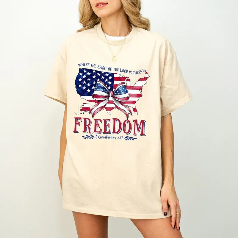 Where the Spirit Of The Lord Is There Is Freedom Shirt, America Dalmatian Shirt, Independence Day Shirt, Christian Cross...