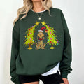 Whimsical Christmas Tree Sweatshirt, With Dog Max Whoville Tree Sweatshirt, Whimsical Green Star Tree, Trendy Christmas...