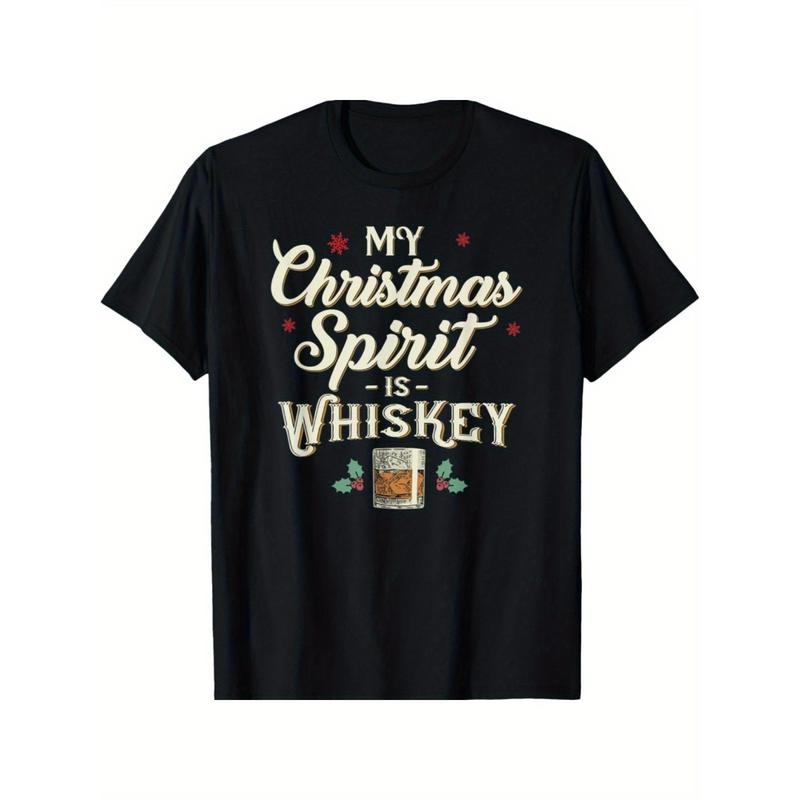 Whiskey is My Christmas Spirit Drinking Funny Xmas T-Shirt  made in usa Hoodie, Sweatshirt | GrindPrints.com