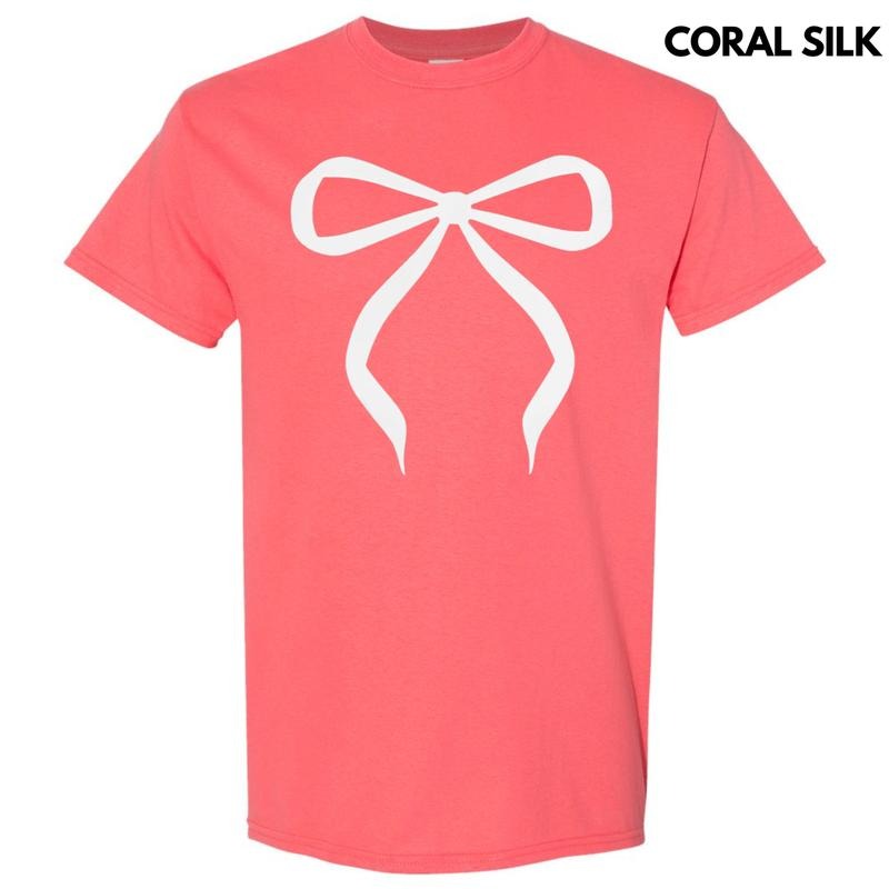 White Bow Coquette Puff Gildan Short Sleeve T-Shirt Hoodie, Sweatshirt | GrindPrints.com