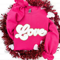 White Chenille Love Patch Sweatshirt T-Shirts, Hoodie | GrindPrints.com