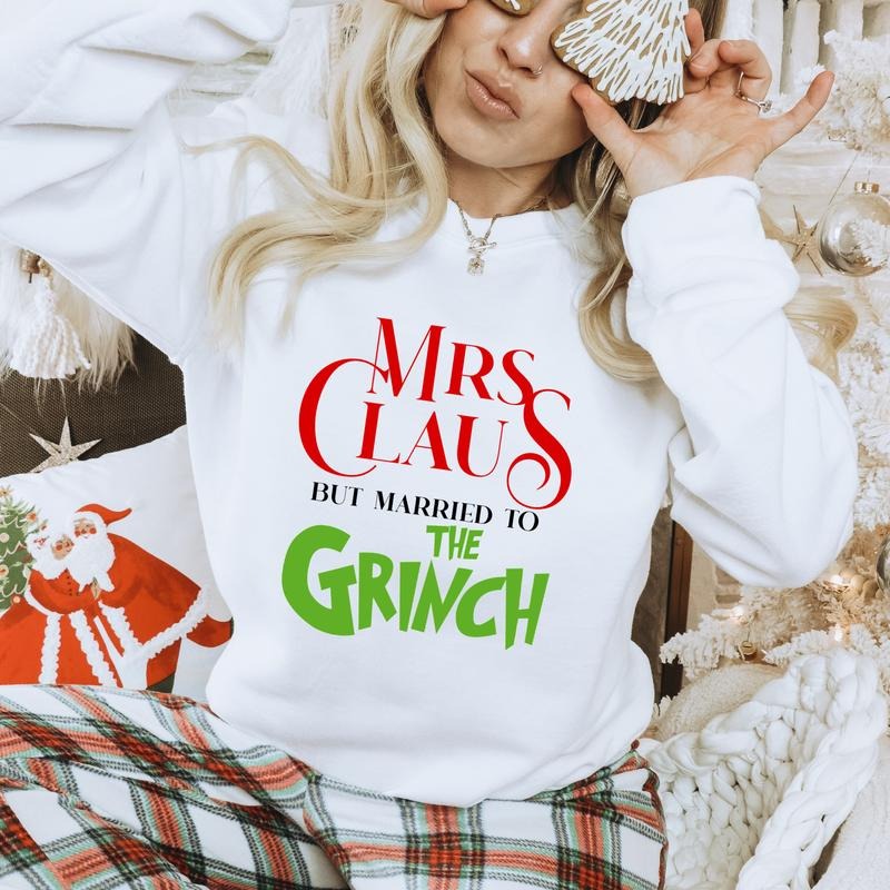 White Mrs Claus Unisex Gildan Sweatshirt T-Shirts, Hoodie | GrindPrints.com