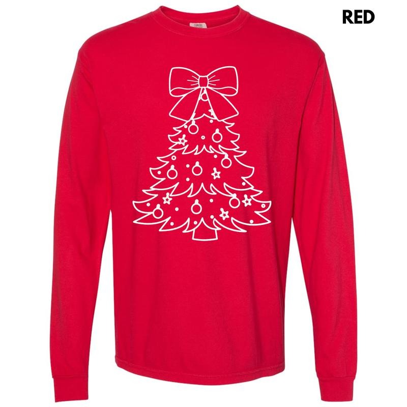 White Tree PUFF Long Sleeve Comfort Colors T-Shirt Hoodie, Sweatshirt | GrindPrints.com