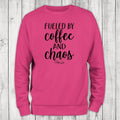 Fueled by Coffee And Chaos Sweatshirt, Proudly Printed In The USA, Sweatshirt Gray / White, #sassy #cute #sarcasm...