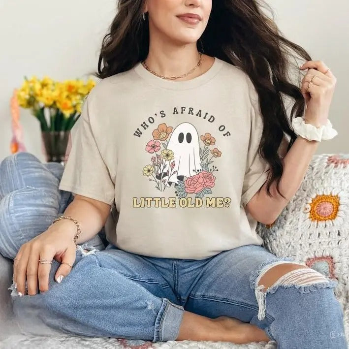 Who's Afraiid Of Little Old Me Shirt, Ghost Sweatshirt, Retro Halloween Shirt, Halloween Sweatshirt, Sarcastic Graphic...