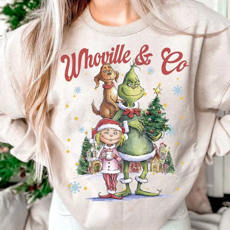 Whovillee Co Christmas Sweatshirt, Retro Christmas Shirt, Christmas Sweatshirt, Christmas Gifts Hoodie | GrindPrints.com