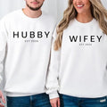 Wife And Hubby Sweatshirt, Personalized Just Married Sweatshirt, Honeymoon Sweatshirt, Wedding Hoodie, Wifey est 2025...