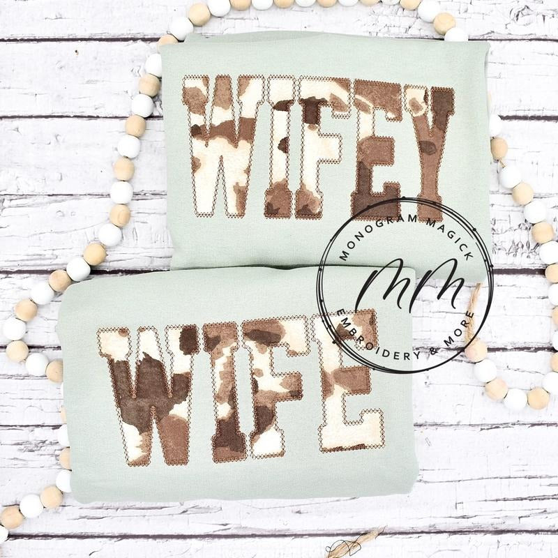 Wife Cow Print Sweatshirt, Wifey Cow Print Sweatshirt T-Shirts, Hoodie | GrindPrints.com