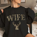 Wife Deer Hunt Camo Bottomland Pattern Crewneck Sweatshirt, Mama Hunting Season Tee Hoodie | GrindPrints.com