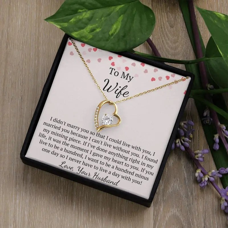 Wife Eternal Love Necklace Gift For Her, Wife, Anniversary, Wedding, Valentine, Birthday Gift, I Can't Live Without You,...