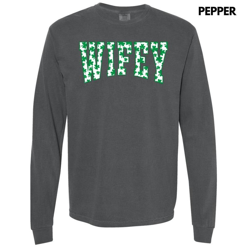 Wifey Clovers Long Sleeve Comfort Colors T-Shirt 'NLB' Hoodie, Sweatshirt | GrindPrints.com