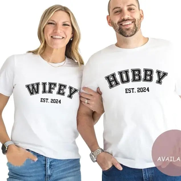 Wifey Hubby T-shirt, Honeymoon & Bridal Gift, Wife T-shirt, Wifey Bride Tee, Mr Mrs Tshirt, Anniversary Just married...