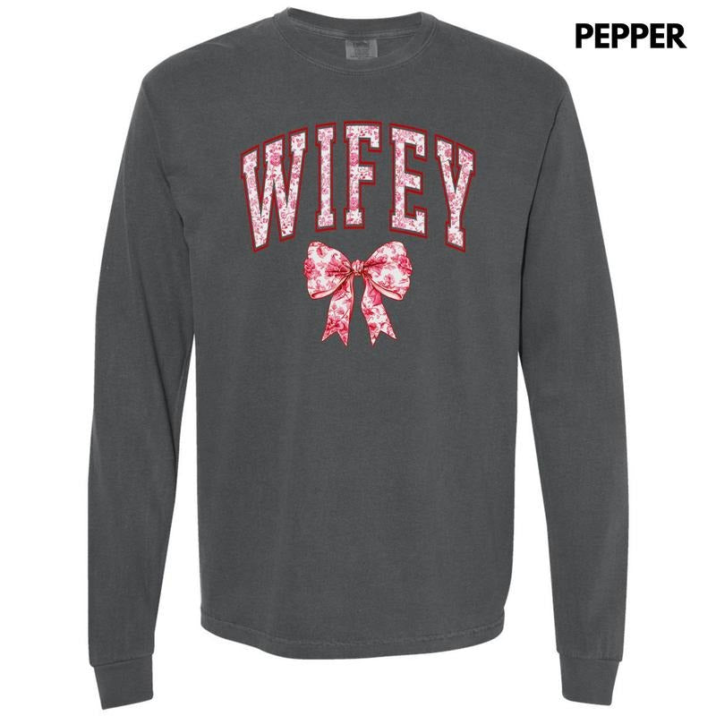 Wifey Red Ginger Jar Florals Long Sleeve Comfort Colors T-Shirt 'NLB' Hoodie, Sweatshirt | GrindPrints.com
