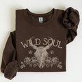 Wild Soul, Cowboy, Skull, Roses, Country, Cowgirl Sweatshirt, Women's Crew Neck, Crewneck T-Shirts, Hoodie | GrindPrints.com