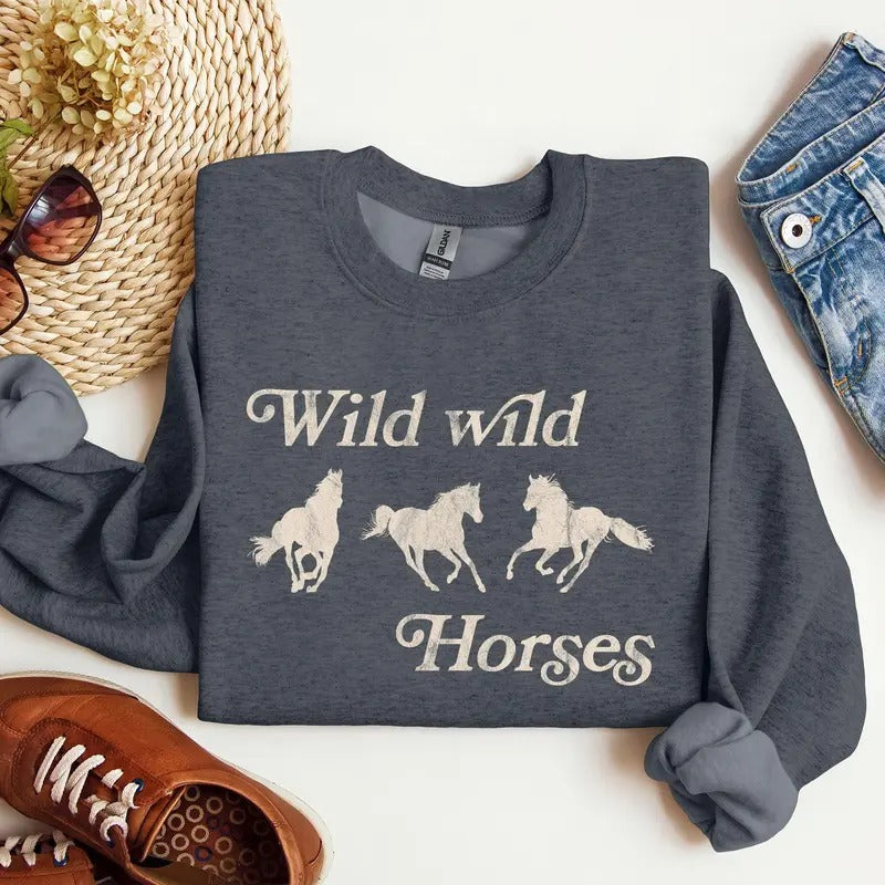 Wild Wild Horses, Country, Western Sweatshirt T-Shirts, Hoodie | GrindPrints.com