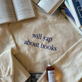 Will Yap About Books Trendy Crewneck, Bookish Merch, Reader Shirt Gifts, Bookstagram, Booktok, Bookworm Gifts TBK2M...