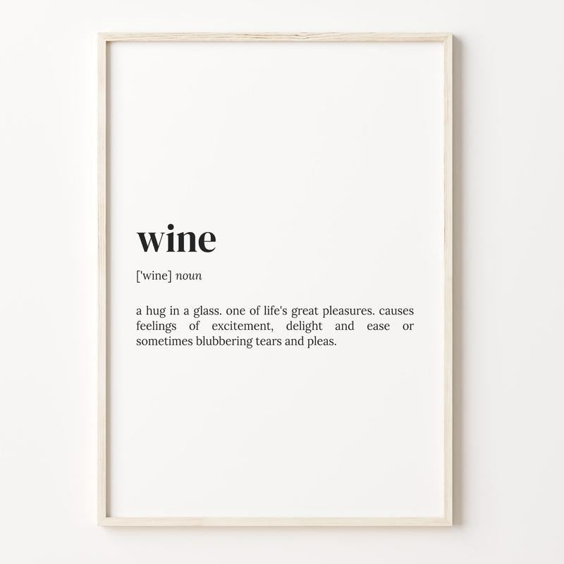 Wine Definition Print, Dictionary Poster, Quote Wall Art, Funny Wine Art, Funny Wine Gift, Alcohol Lover Gift, Gift For...