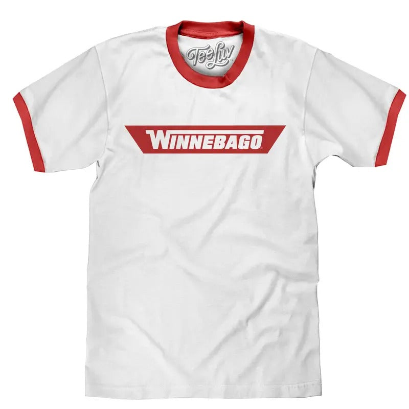 Winnebago RV Logo Ringer T-Shirt - White and Red Hoodie, Sweatshirt | GrindPrints.com