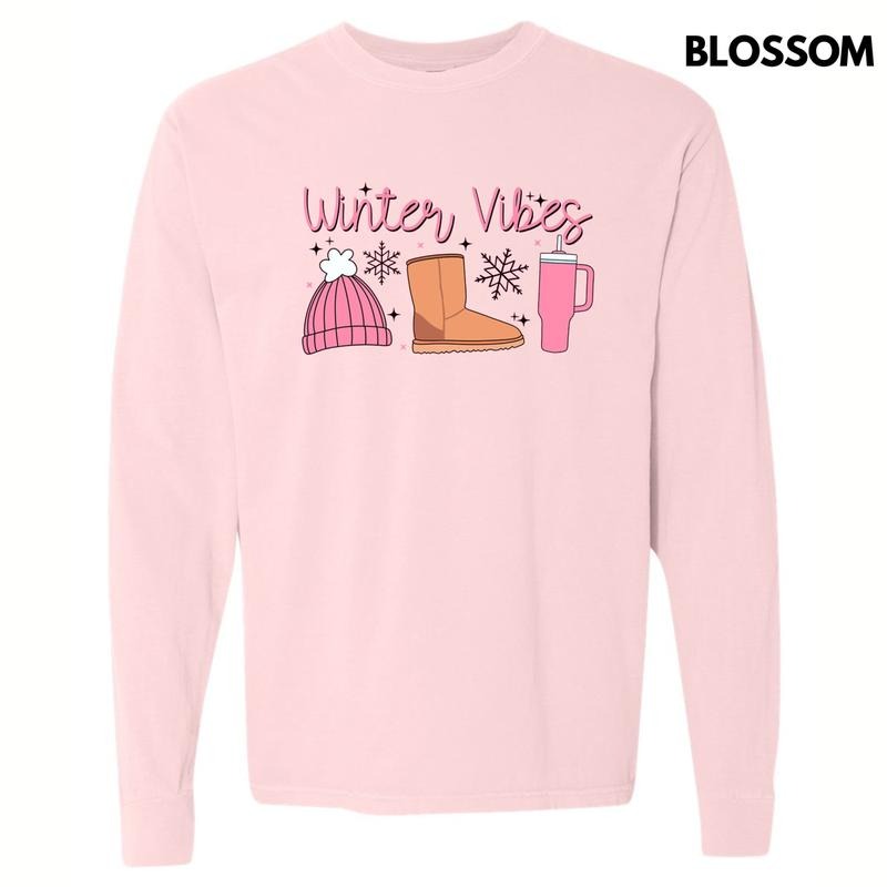 Winter Vibes Long Sleeve Comfort Colors T-Shirt Hoodie, Sweatshirt | GrindPrints.com