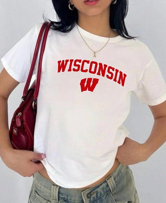 Wisconsi JMU Vintage Sport Teams NCAA Collection Unisex Crewneck Black Baby Tee, Graphic Team Collection Baby Tee, Gift...