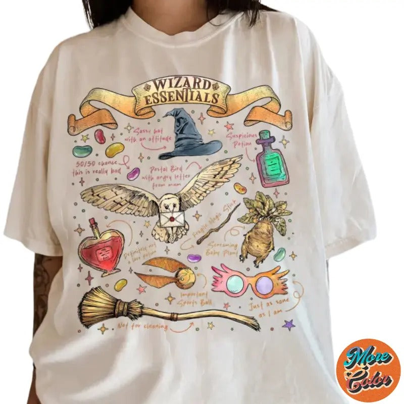 Wizard Essentials World Movie Vintage Shirts, Cotton Unisex T-Shirt, Crew Neck, Size S- 3XL, Menswear Top, Womenswear Top...