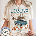Wizard Flying Car T-Shirt, Vintage Style Weasley Car Tee, Bookish Wizard Shirt, Universal Fan T-shirt,Magical Adventure...