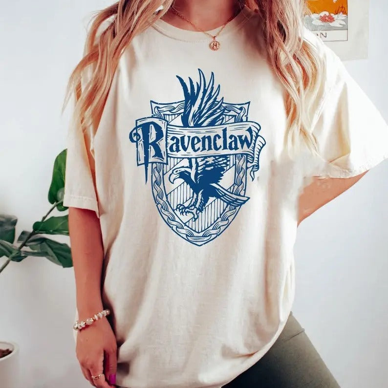 Wizard House Family Blue Jean T-shirt, Wizarding School House Shirt, HP House Shirt, Wizard World Gift, Vintage Wizard...