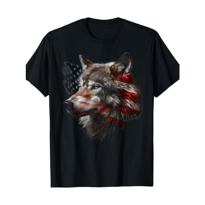 Wolf American Flag USA Patriotic Wolf Lover Made USA T-Shirts, Hoodie, Sweatshirt