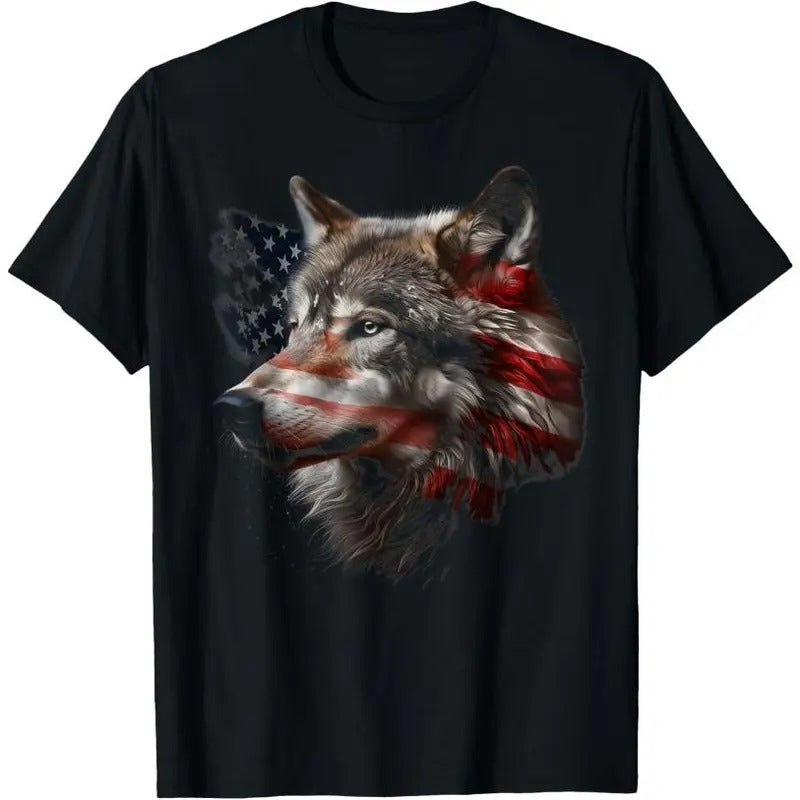 Wolf American Flag USA Patriotic Wolf Lover T-Shirts, Hoodie, Sweatshirt