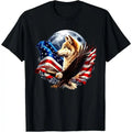 Wolf Bald Eagle American Flag Full Moon New Years Wolf Lover T-Shirt made in usa Hoodie, Sweatshirt | GrindPrints.com