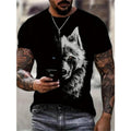 Wolf Creative 3D Print Stylish T-shirt - Soft Slight Stretch Polyester Crew Neck Short Sleeve Top for Men