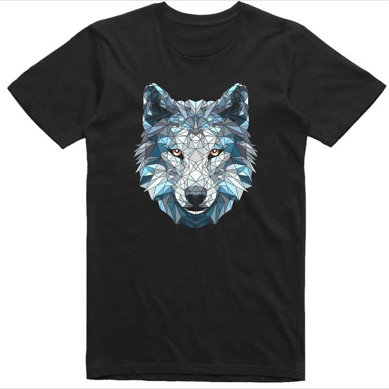 Wolf Mens T Shirt Polygonal Style Colorful Print Regular Fit 100% Cotton Tee Made in USA Hoodie, Sweatshirt | GrindPrints.com