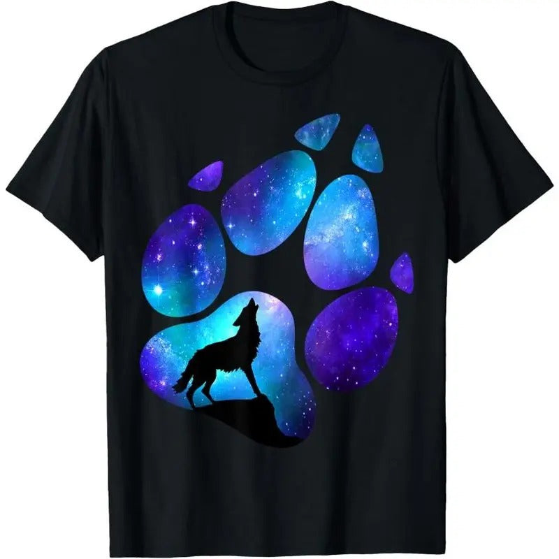 Wolf Paws Galaxy Wild Lone Wolves Stars Moon Wolf T-Shirt Hoodie, Sweatshirt | GrindPrints.com
